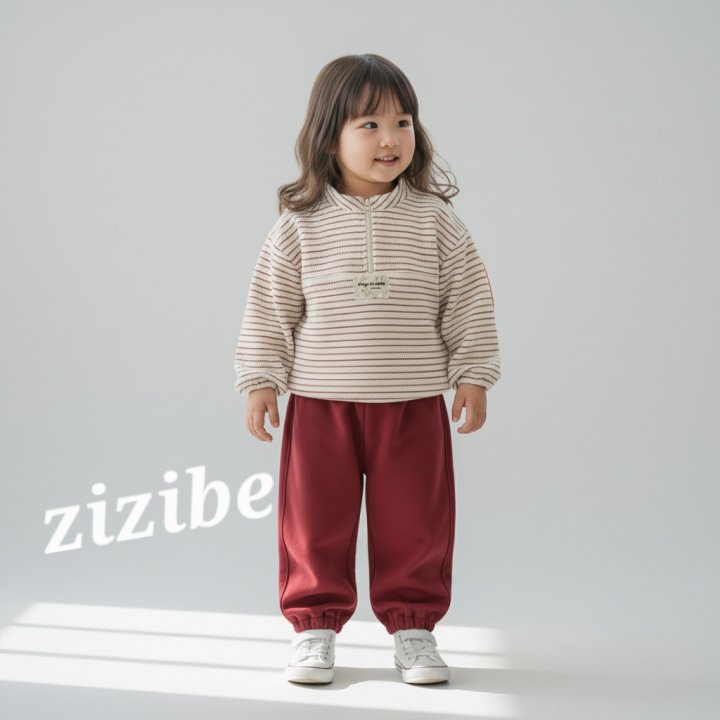 Zizibe - Korean Baby Fashion - #babylifestyle - Patch Stripe Top Bottom Set - 4