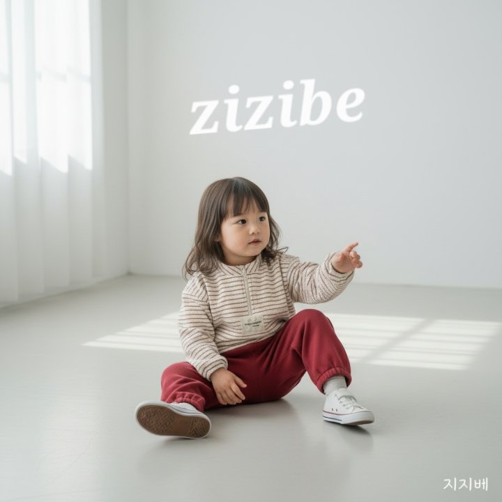 Zizibe - Korean Baby Fashion - #babyootd - Patch Stripe Top Bottom Set - 5