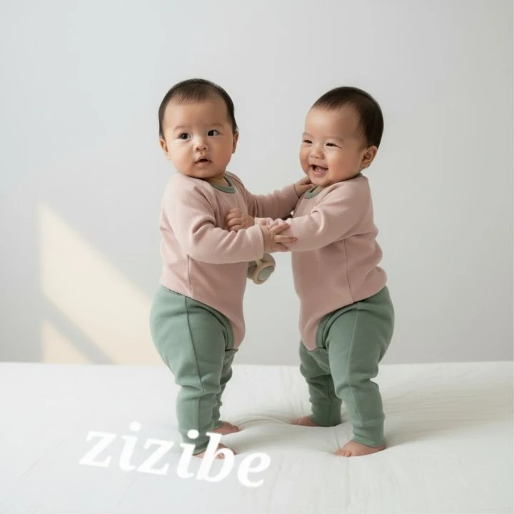 Zizibe - Korean Baby Fashion - #babyootd - Ribbed Bodysuit Pants Set