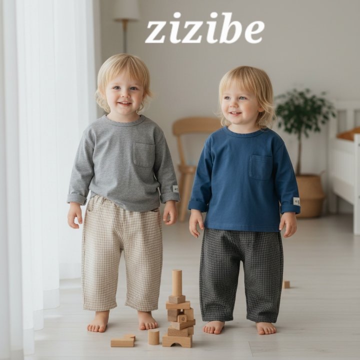 Zizibe - Korean Baby Fashion - #babyoutfit - Check Baggy Pants - 10