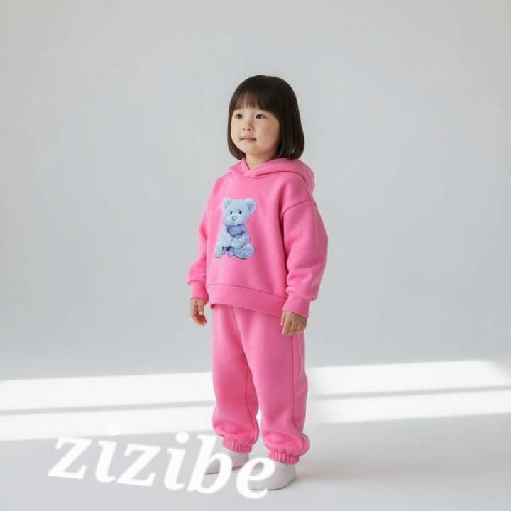 Zizibe - Korean Baby Fashion - #babyoutfit - Bear Hoodie Top Bottom Set - 5