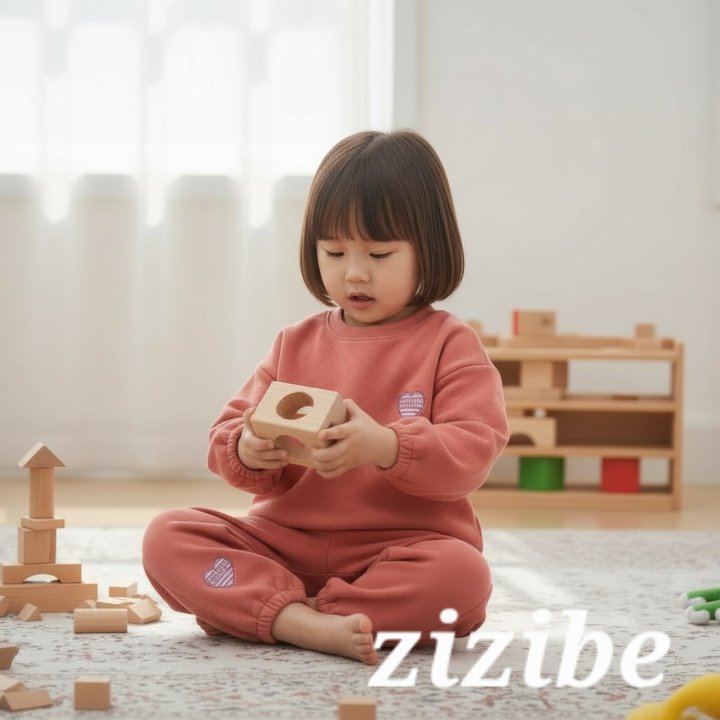 Zizibe - Korean Baby Fashion - #babyootd - Heart Top Bottom Set - 4