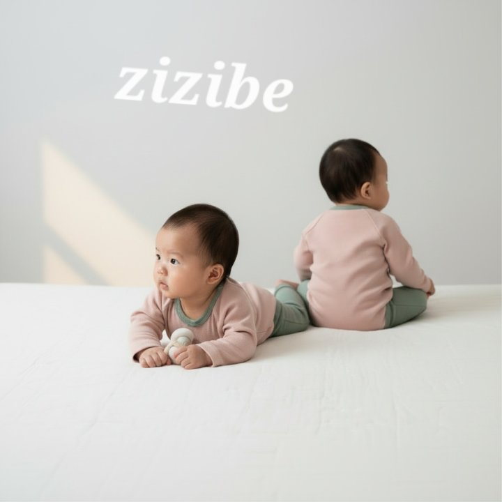 Zizibe - Korean Baby Fashion - #babyoutfit - Ribbed Bodysuit Pants Set - 2