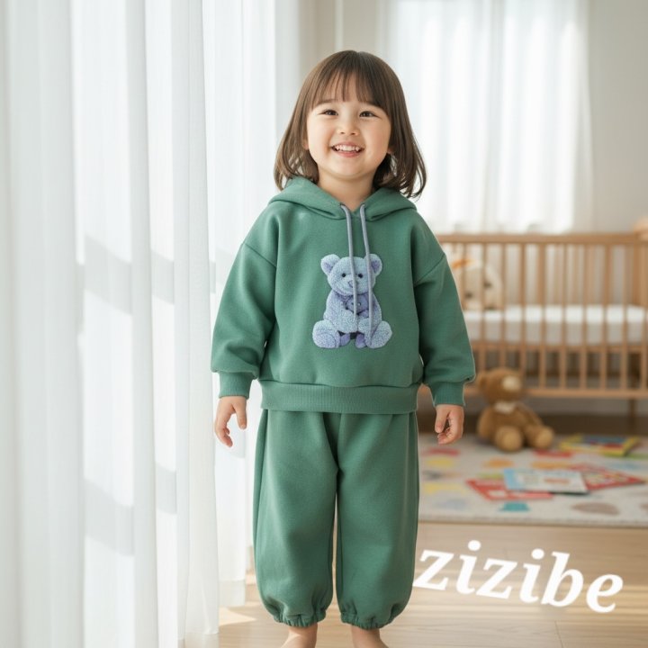 Zizibe - Korean Baby Fashion - #onlinebabyboutique - Bear Hoodie Top Bottom Set - 8