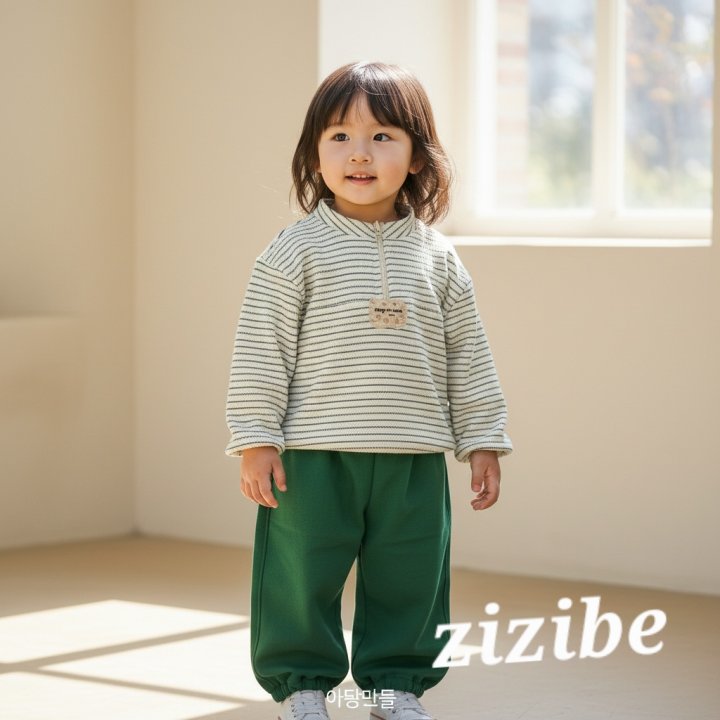Zizibe - Korean Baby Fashion - #onlinebabyshop - Patch Stripe Top Bottom Set - 10