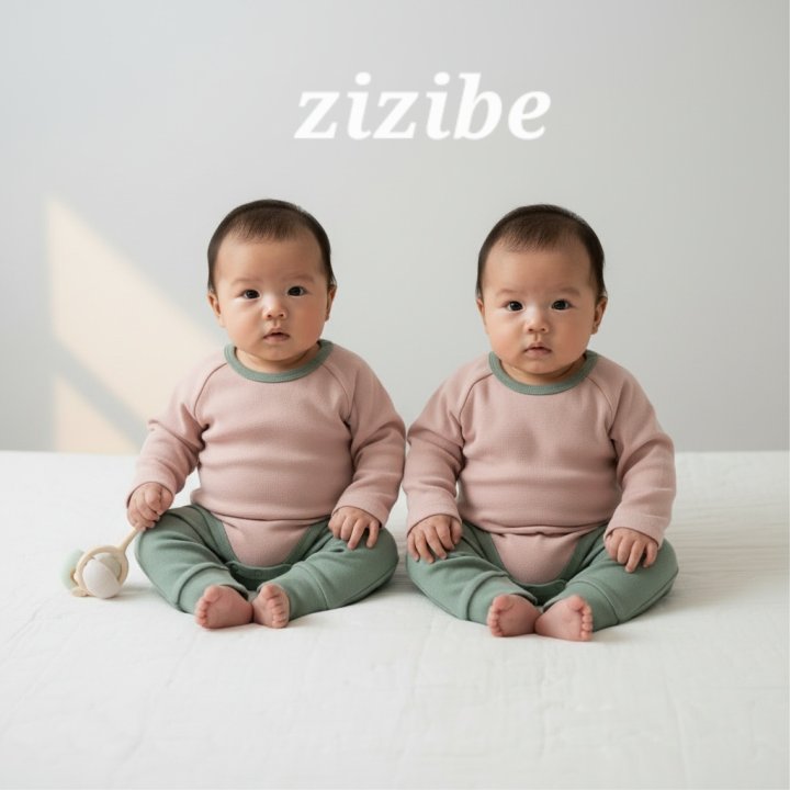 Zizibe - Korean Baby Fashion - #onlinebabyshop - Ribbed Bodysuit Pants Set - 6