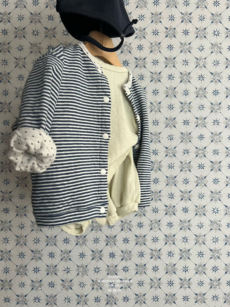 go;u - Korean Baby Fashion - #babyfever - Bebe Stripe Dot Cardigan - 5