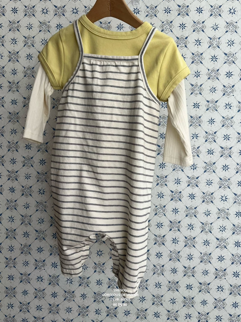 go;u - Korean Baby Fashion - #babyootd - Bebe Stripe Overalls - 4