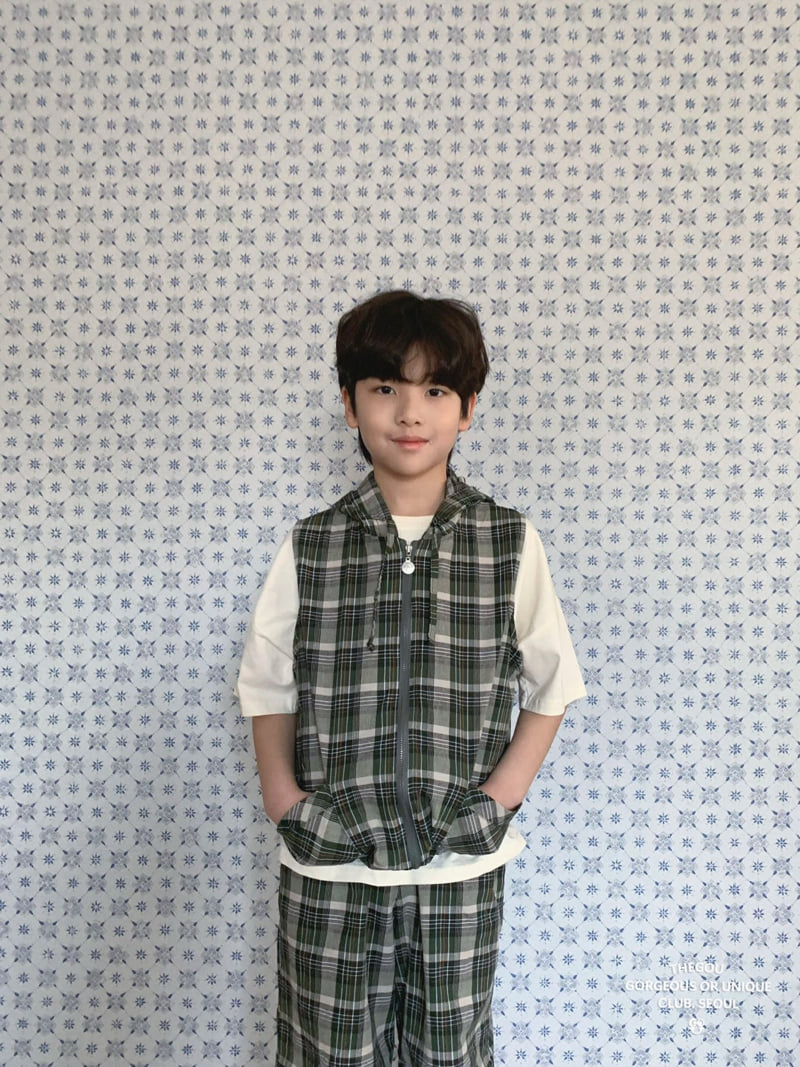 go;u - Korean Children Fashion - #fashionkids - Hooded Check Vest - 12