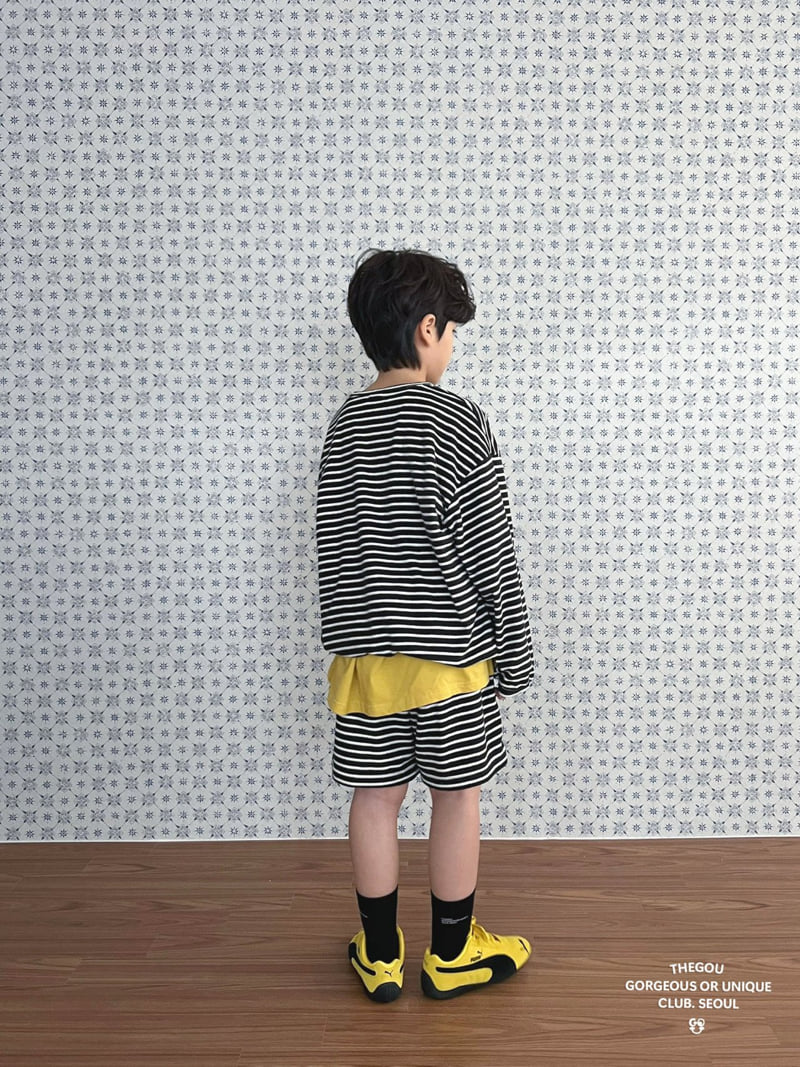 go;u - Korean Children Fashion - #kidsshorts - Terry Stripe Set (Junior) - 12