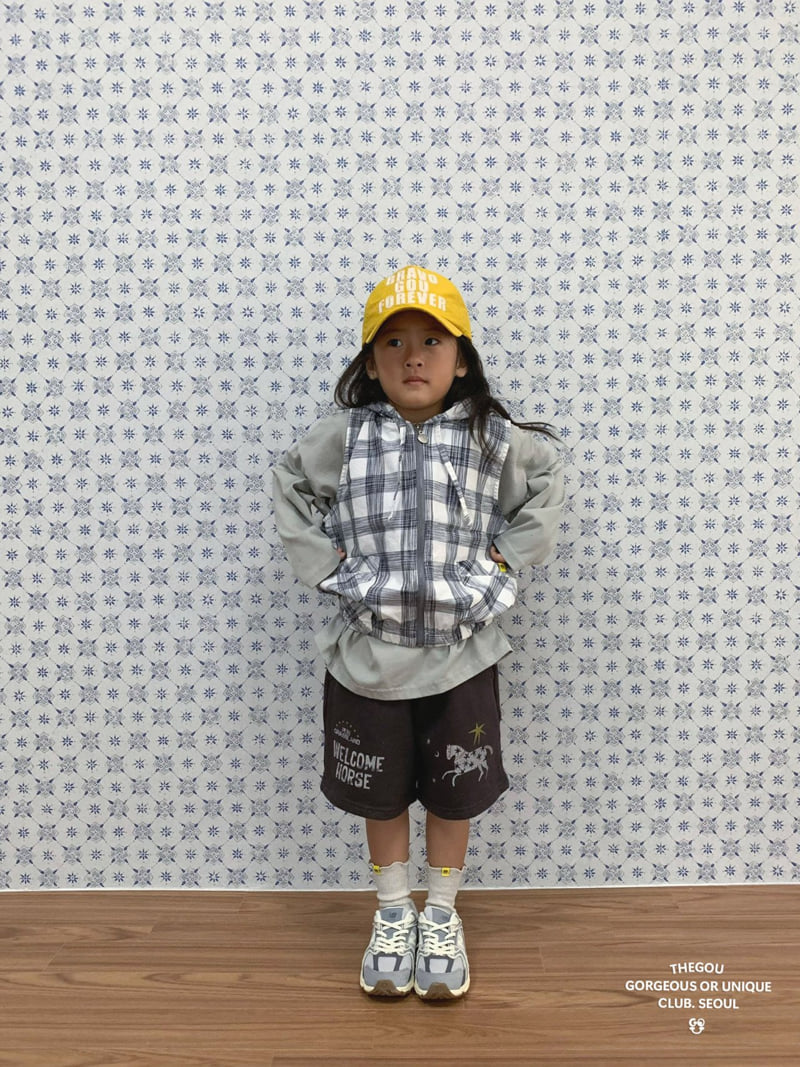 go;u - Korean Children Fashion - #minifashionista - Hooded Check Vest - 3