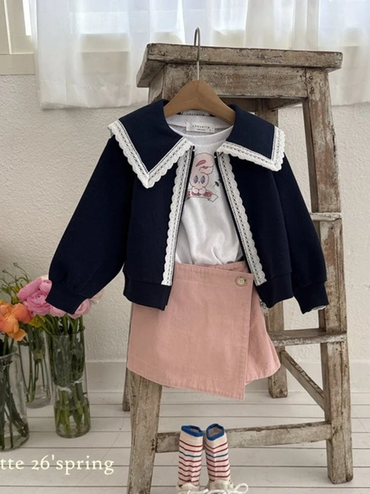 Lace Collar Zip-Up Lace Collar Zip-Up