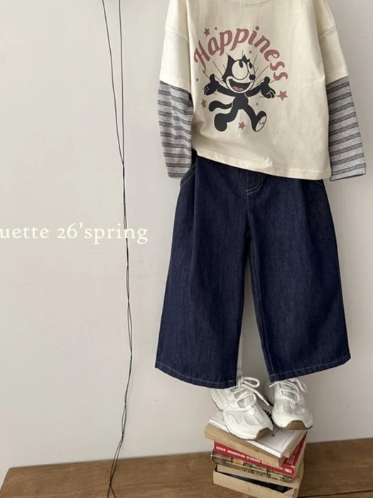 Non-Fade Denim Pleated Pants Non-Fade Denim Pleated Pants