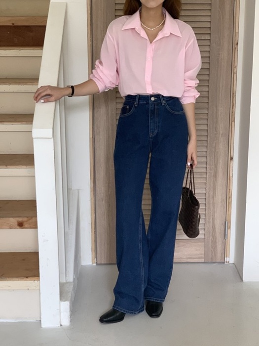 Deep Blue Semi-Straight Denim Pants
