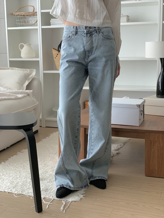 Side Stitch Wide Denim Pants