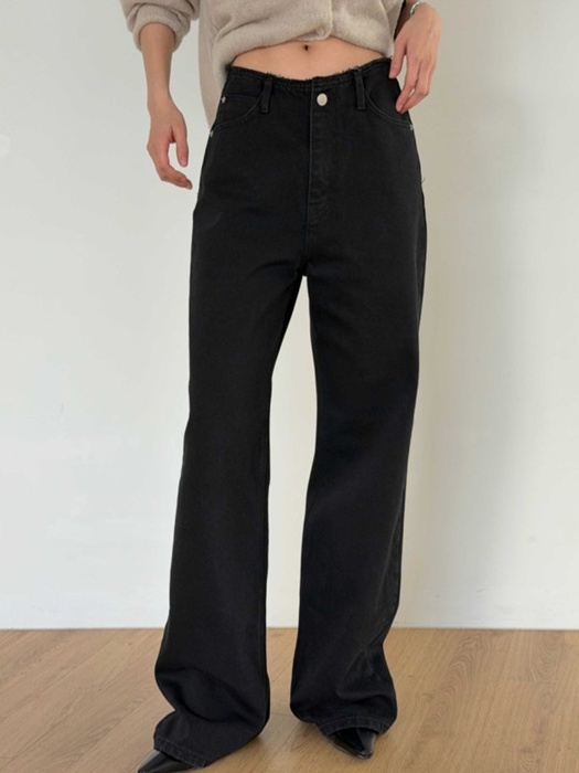 Wide No-OB Black Denim Pants