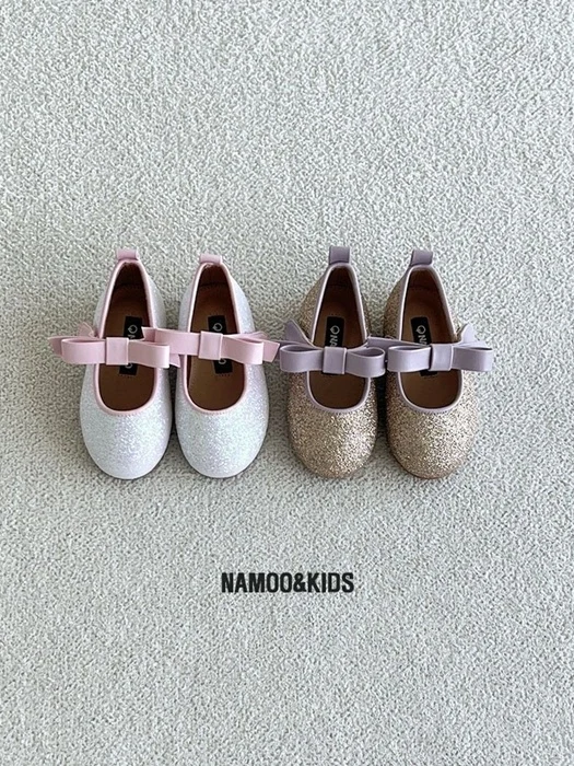 Ppona Glitter Ribbon Mary Jane Shoes