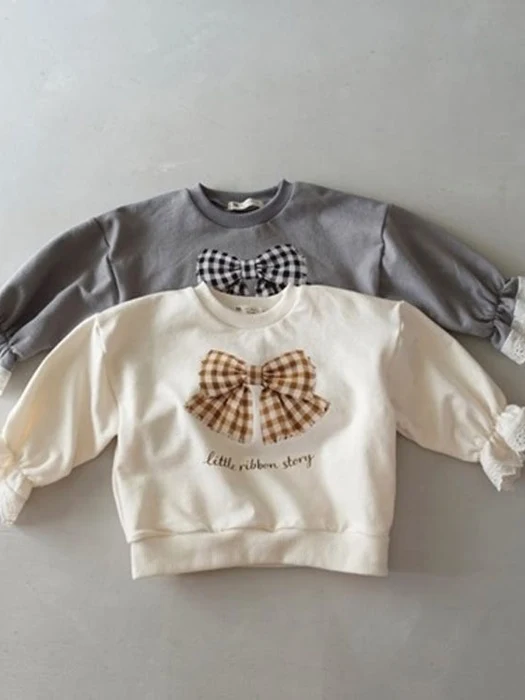 Check Ribbon Print Lace Tee