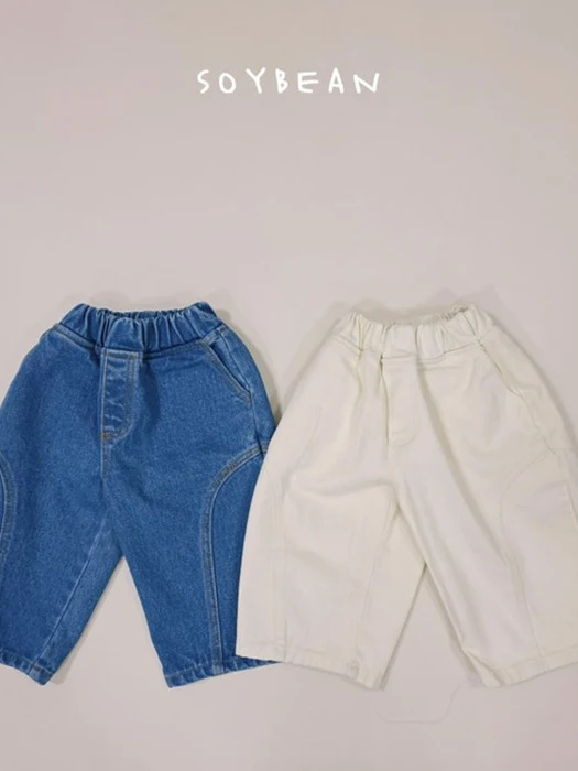 Curved-Line Denim Pants
