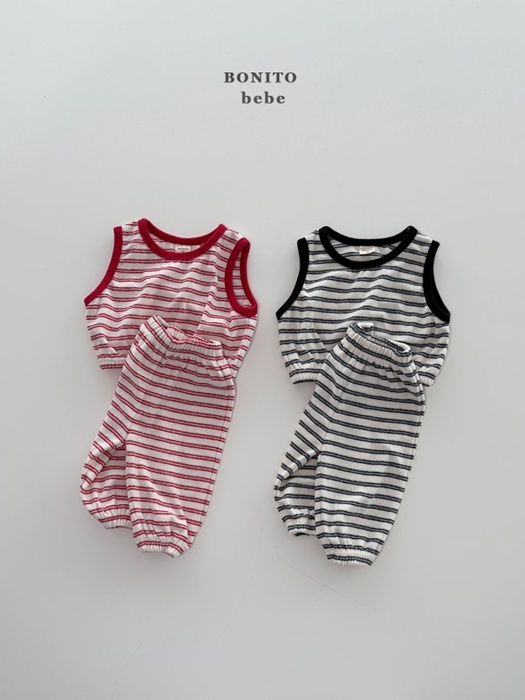 Bebe Stripe Terry Vest Top Bottom Set Bebe Stripe Terry Vest Top Bottom Set