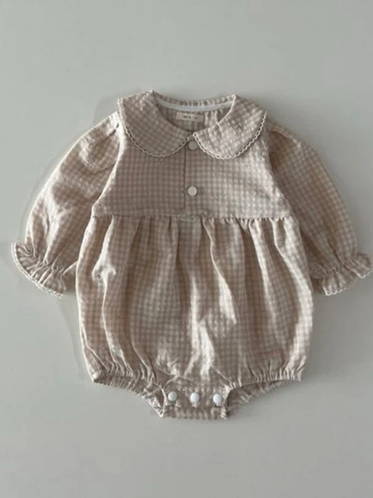 Check Collar Pearl Suit