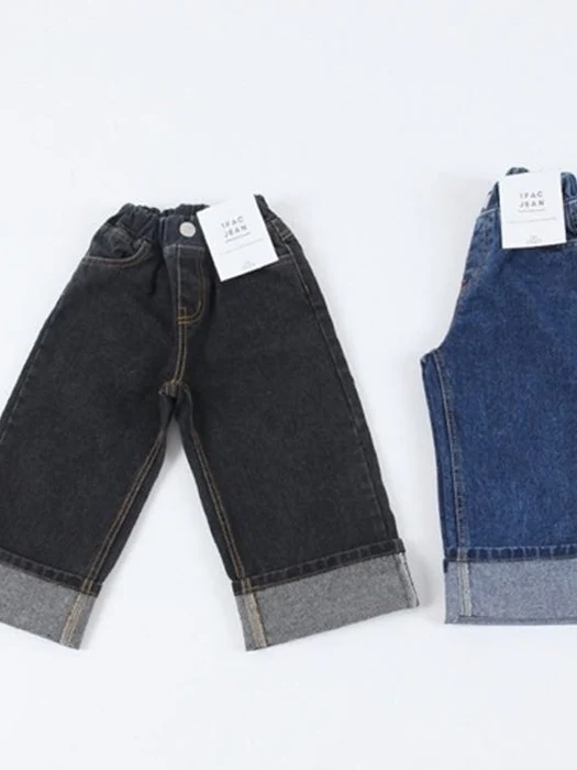 Wide-Leg Roll-Up Denim Pants Wide-Leg Roll-Up Denim Pants