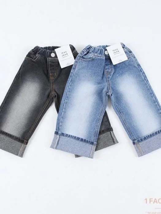 Bleached Wide Roll-Up Denim Pants Bleached Wide Roll-Up Denim Pants