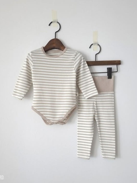 Modal Stripe Bodysuit Set Modal Stripe Bodysuit Set
