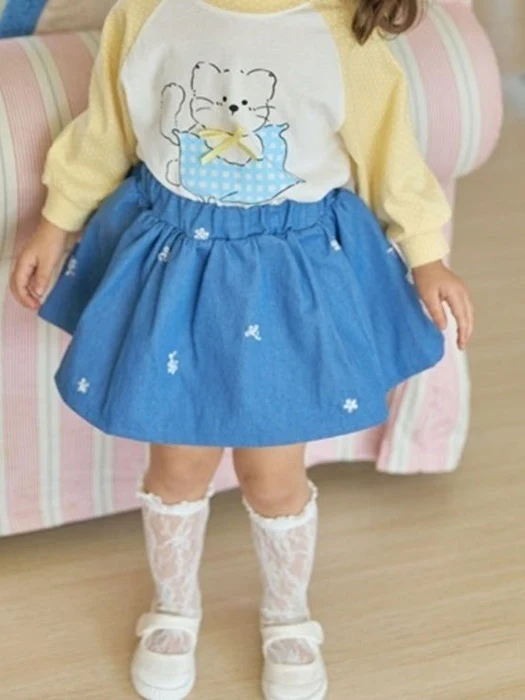 Embroidered Denim Skirt