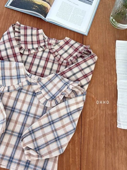 Check Frill Collar Blouse Check Frill Collar Blouse