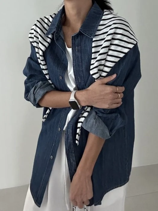 Denim Shirt Cape Shawl Set Denim Shirt Cape Shawl Set