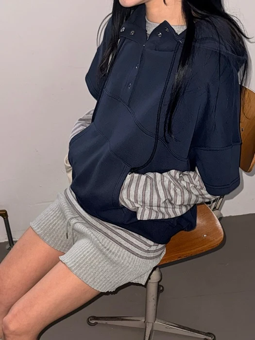 Snap Short-Sleeve Hoodie Snap Short-Sleeve Hoodie