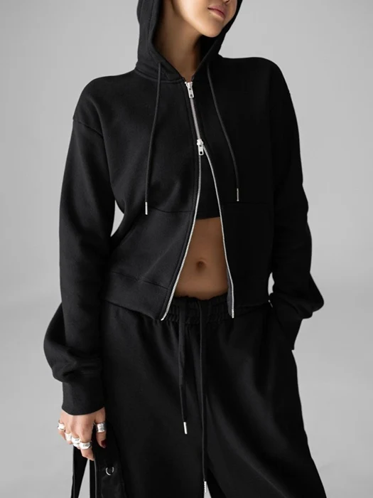 Classic Slim Fit Two Way Zipped Up Hoodie Classic Slim Fit Two Way Zipped Up Hoodie