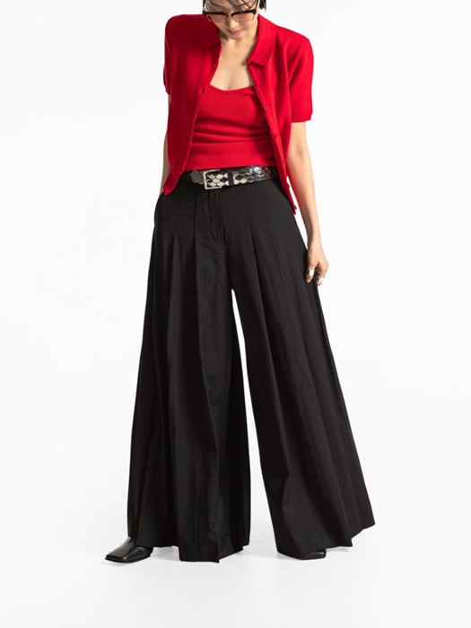 Pleated Detail Wool Wide Trousers Pleated Detail Wool Wide Trousers