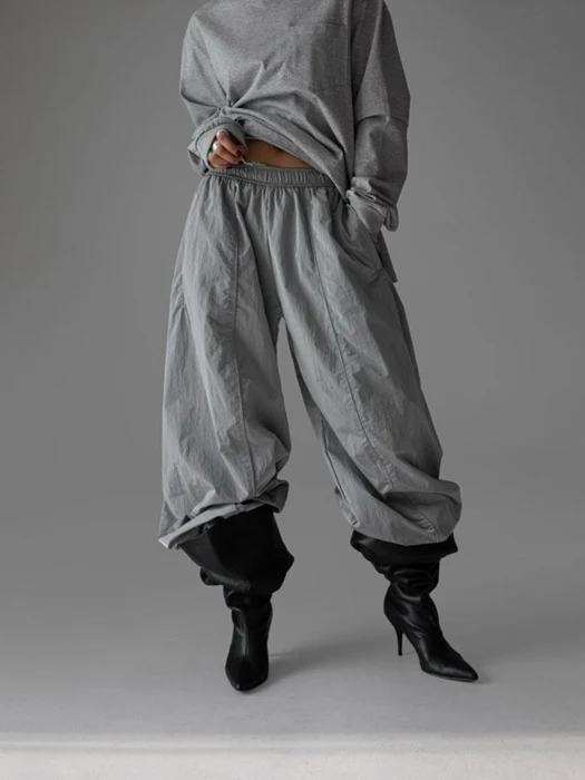 Nylon Drawstring Wide Twist Pattern Trousers Nylon Drawstring Wide Twist Pattern Trousers