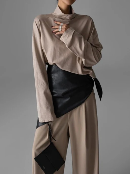 Classic Loose Fit Tencel Half Neck Top