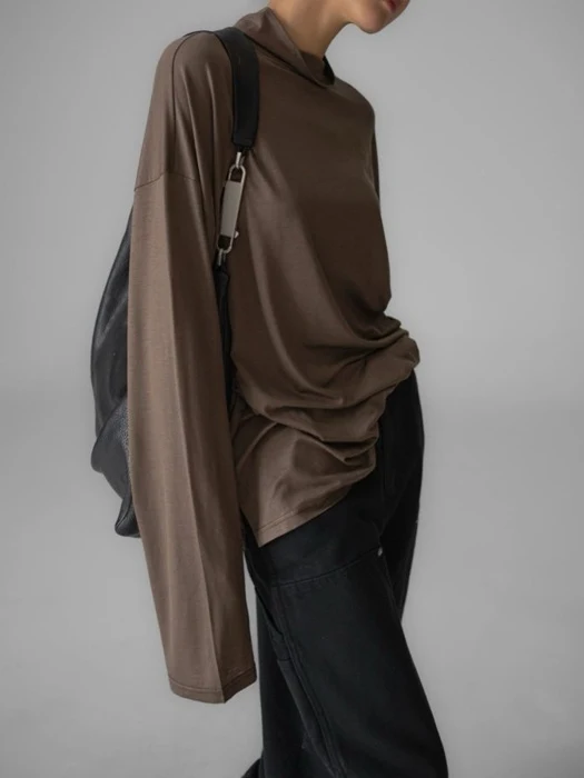Classic Loose Fit Tencel Half Neck Top