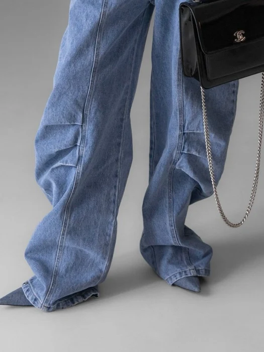 Volume Pintuck Denim Pants