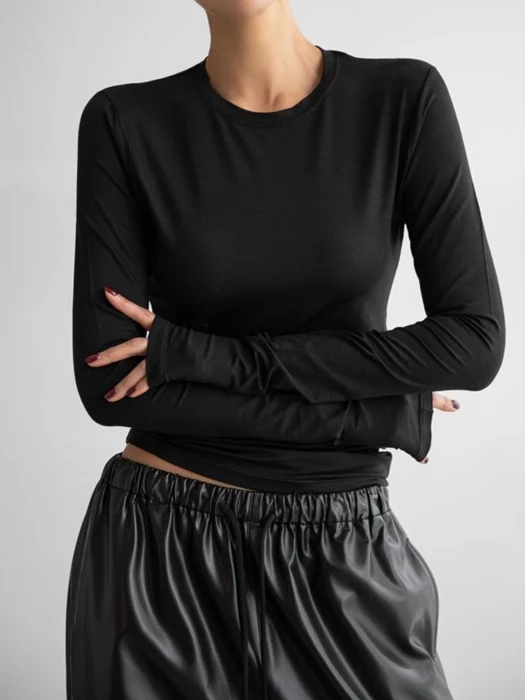 Classic Slim Fit Tencel Crew Neck Top Classic Slim Fit Tencel Crew Neck Top