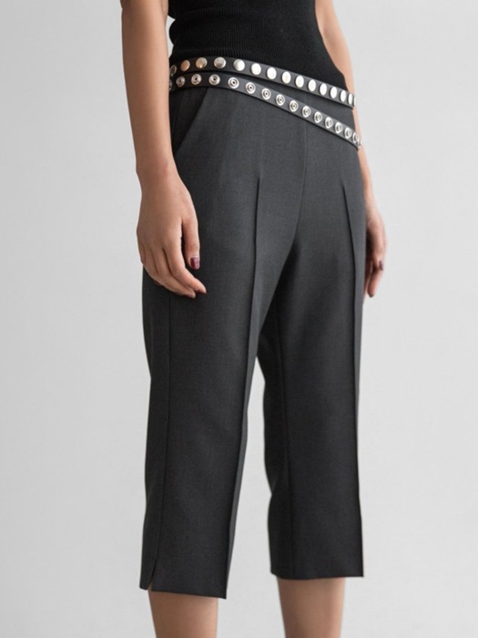 Crease Line Slit Midi Pants Crease Line Slit Midi Pants