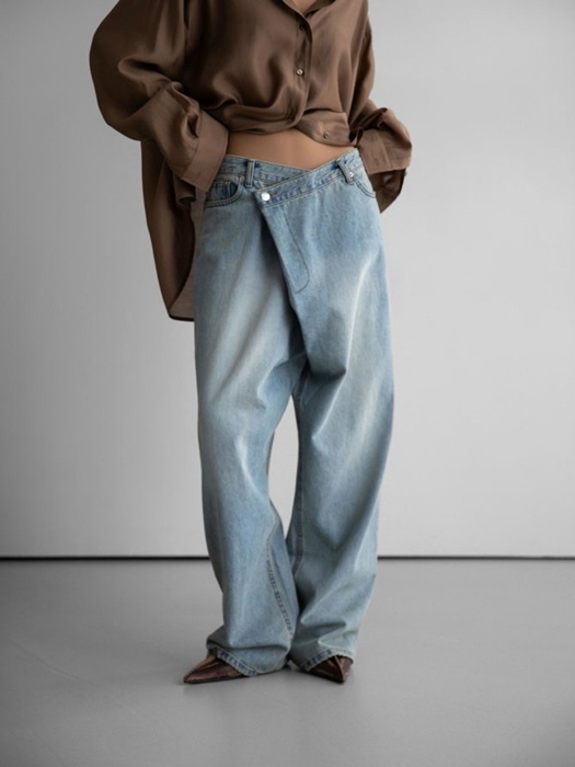 Wrap Detail Wide Denim Jeans Wrap Detail Wide Denim Jeans