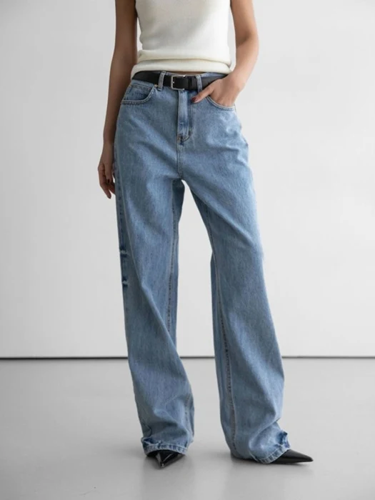 Classic Domingo Detail Straight Denim Pants Classic Domingo Detail Straight Denim Pants