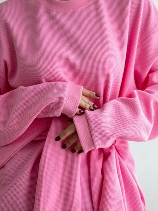 Waffle Fabric Oversized Long Sleeved T-Shirt
