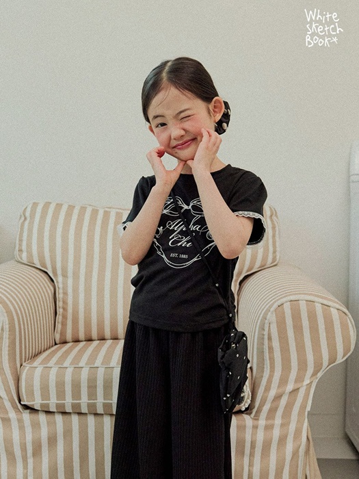 Ribbon Lace Shirring Tee Ribbon Lace Shirring Tee