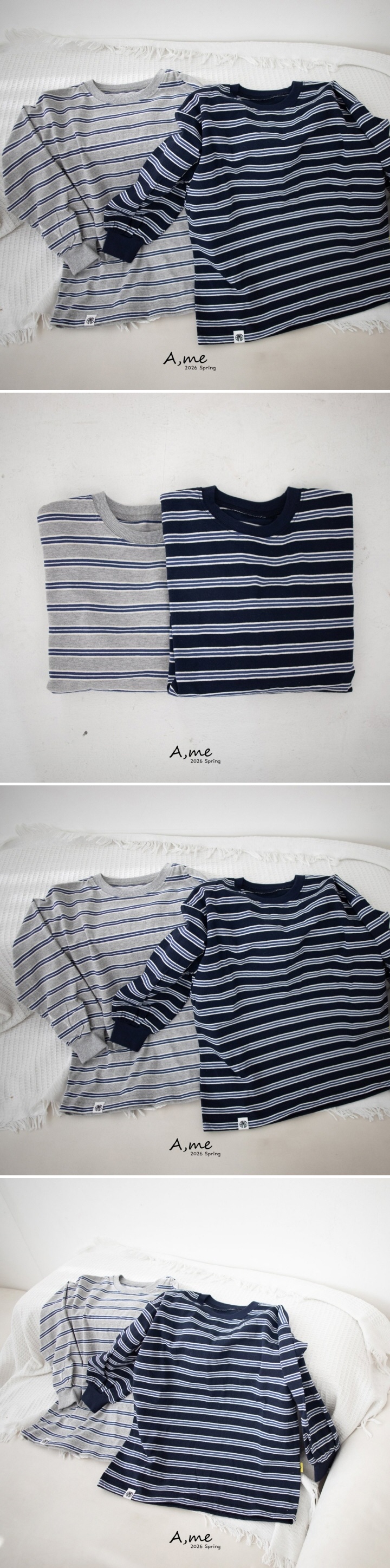 A Me - Korean Children Fashion - #kidsshorts - Stripe Boxy Tee - 2