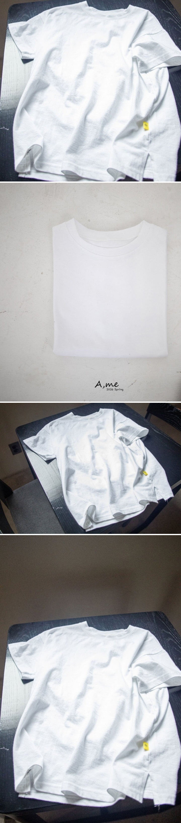 A Me - Korean Children Fashion - #kidzfashiontrend - Side Slit Short Sleeve Boxy Tee - 2