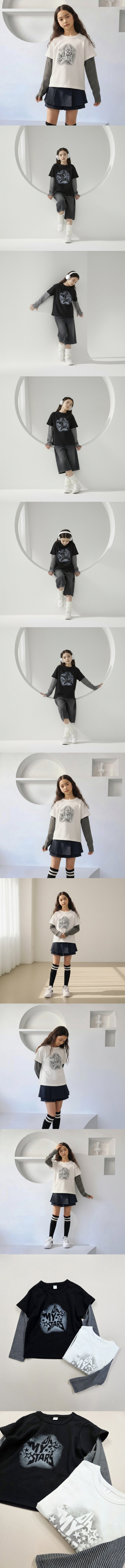 Able# - Korean Children Fashion - #kidzfashiontrend - Star Layered Tee