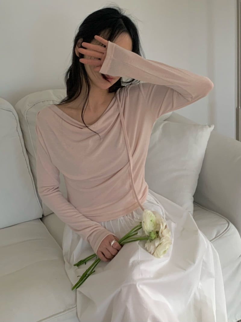 Afarrier - Korean Women Fashion - #momslook - Line Drape Tee - 10