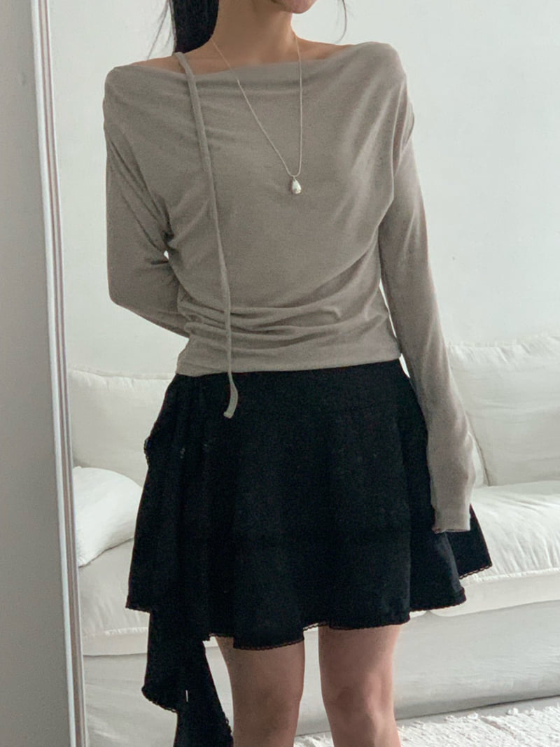 Afarrier - Korean Women Fashion - #momslook - Line Drape Tee - 6