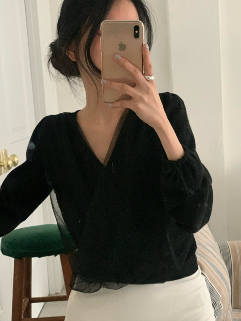 Afarrier - Korean Women Fashion - #momslook - Wrap Sheer Blouse - 7